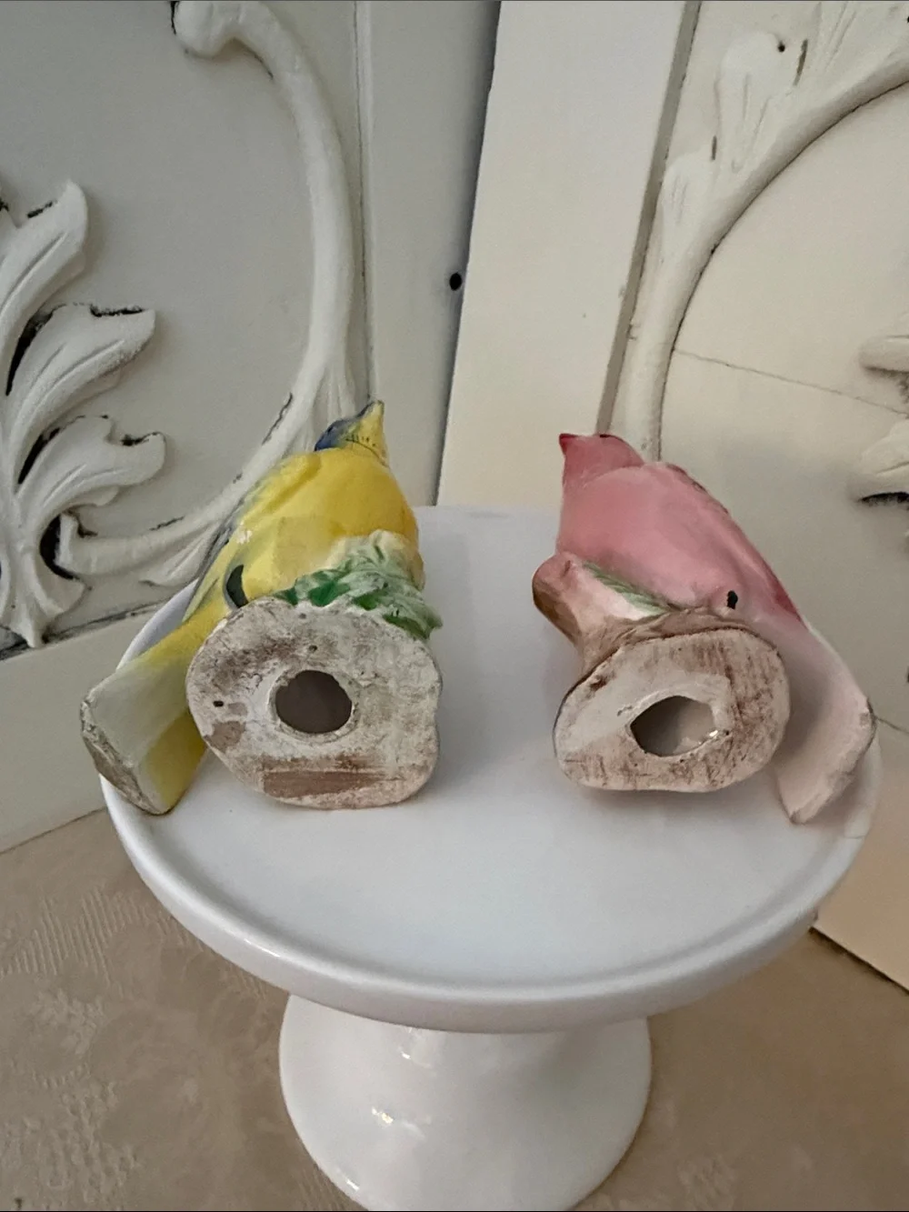 Blue & Yellow and Pink Decorative Ceramic Bird Figurines - Pets Bird